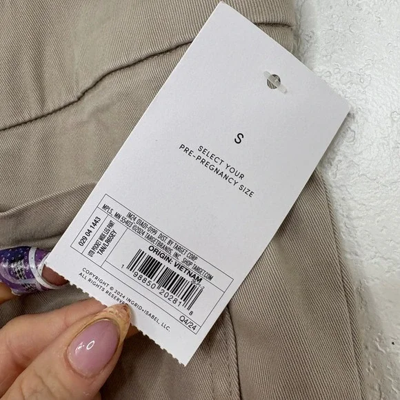 Ingrid & Isabel Maternity Cropped Wide Leg Tan Tailored Pants Size Small - Picture 3 of 6